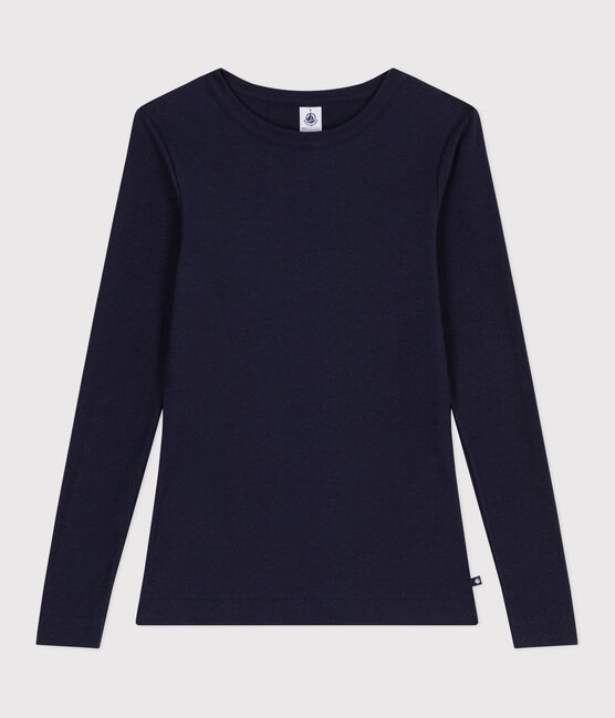 Tee-shirt femme l'iconique en laine et coton manches longues bleu SMOKING