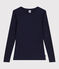 Tee-shirt femme l'iconique en laine et coton manches longues bleu SMOKING