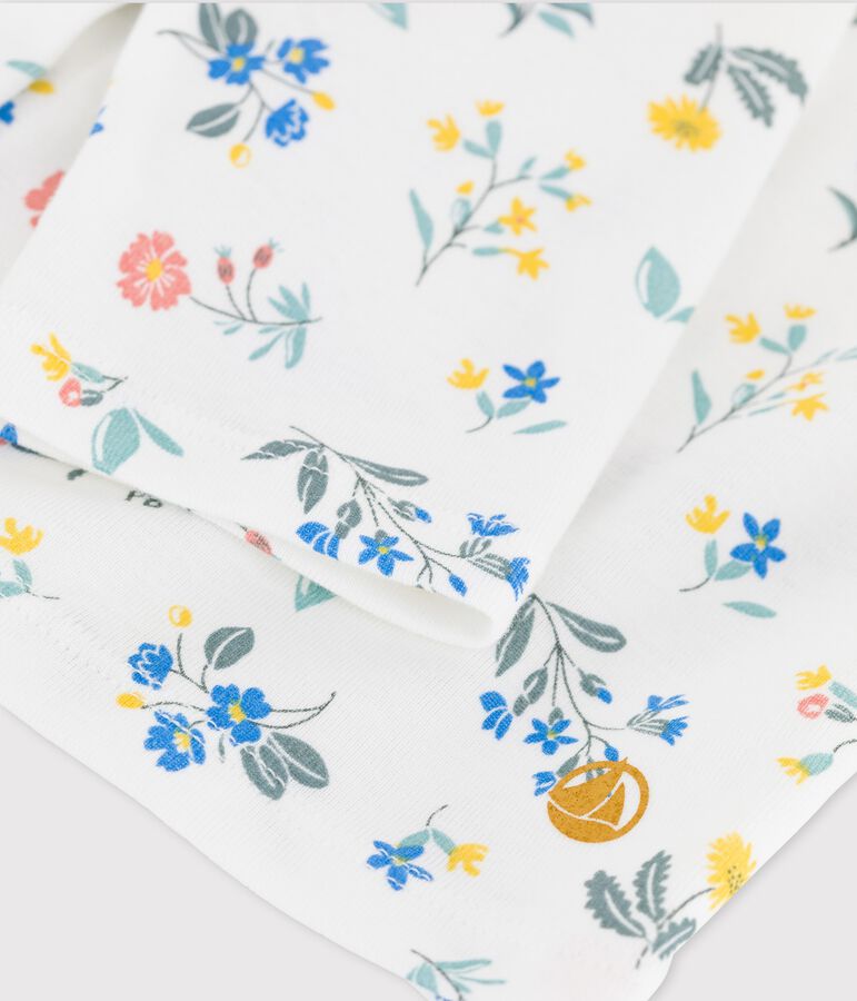 Cardigan imprim&eacute; en coton enfant fille blanc MARSHMALLOW/blanc MULTICO