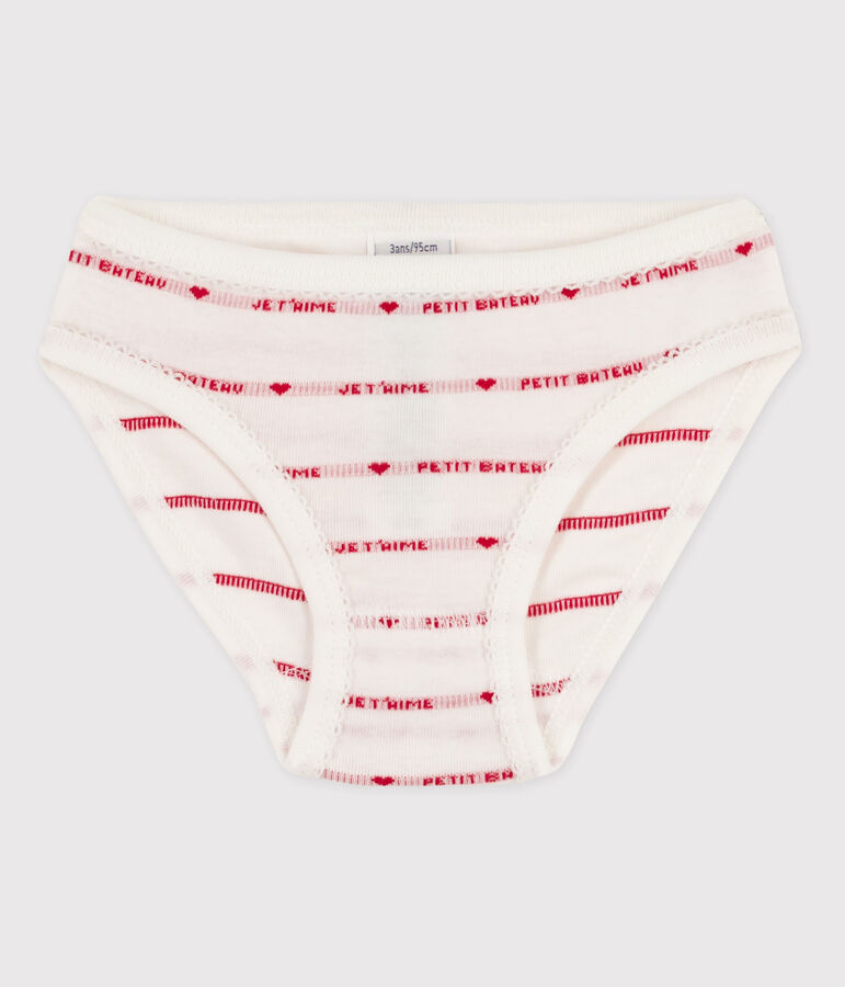 Culotte petite fille en coton blanc MARSHMALLOW/rouge TERKUIT