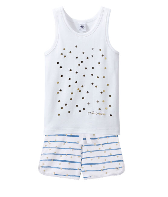Pyjacourt petite fille blanc ECUME/bleu BLEU/ OR
