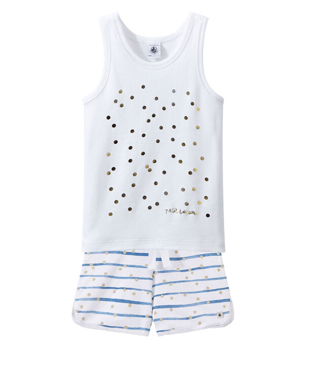 Pyjacourt petite fille blanc/bleu/jaune