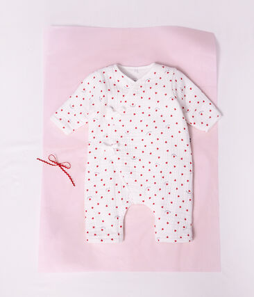 Combinaison longue bébé en gaze de coton imprimé petit cœurs