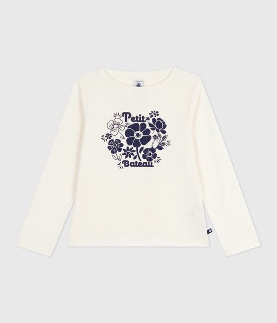 Tee-shirt enfant manches longues en coton imprimé écru MILK
