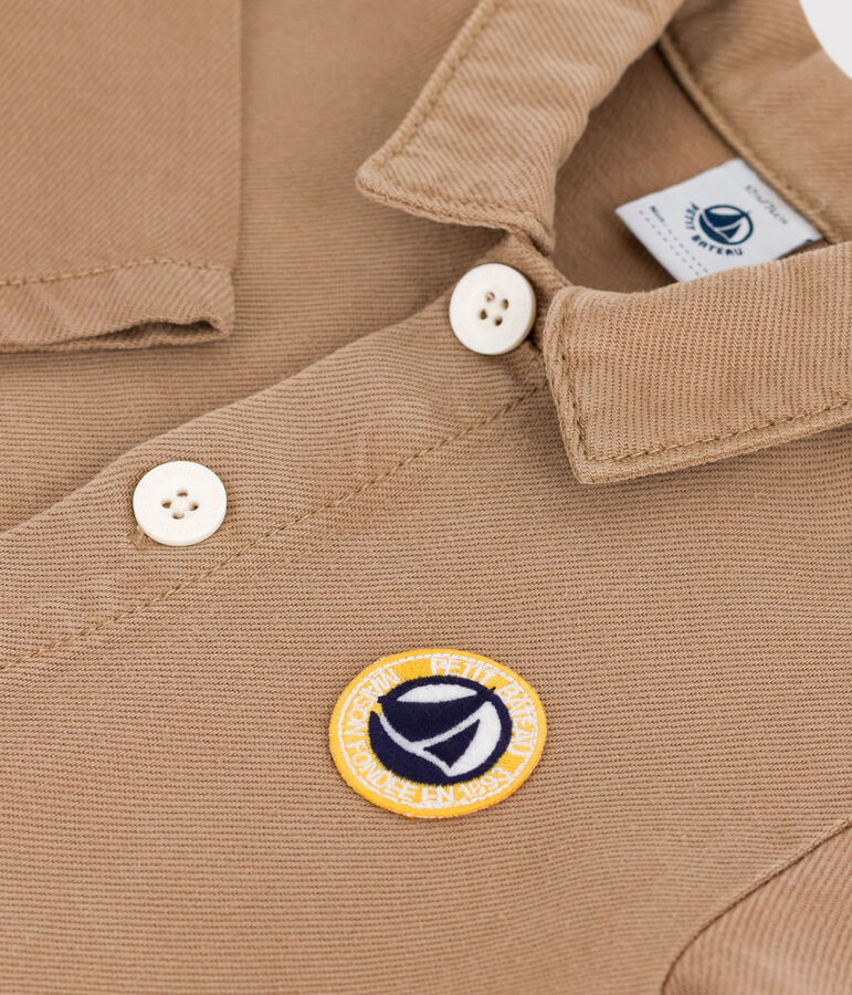 Combinaison longue b&eacute;b&eacute; en coton uni, style pompiste beige ROCHE CLAIR