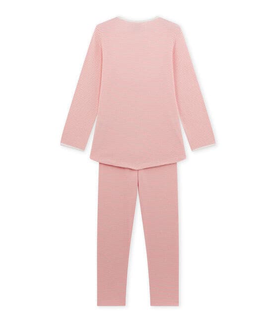 Pyjama fille en milleraies rose GRETEL/blanc LAIT