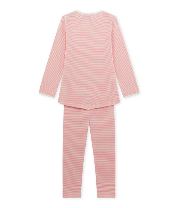 Pyjama fille en milleraies rose/blanc