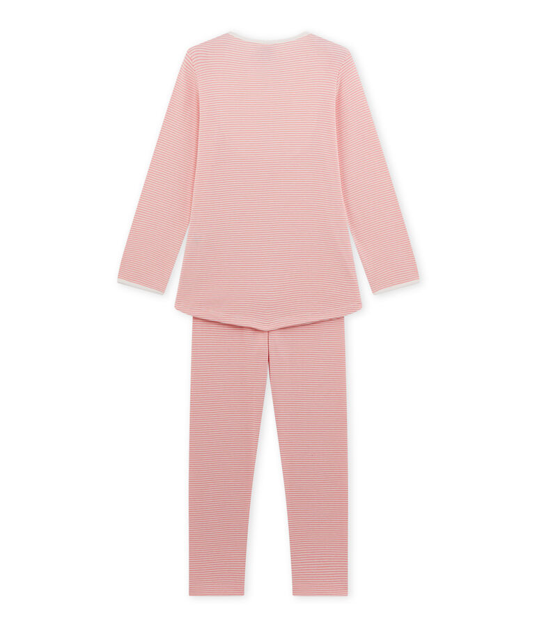 Pyjama fille en milleraies rose/blanc