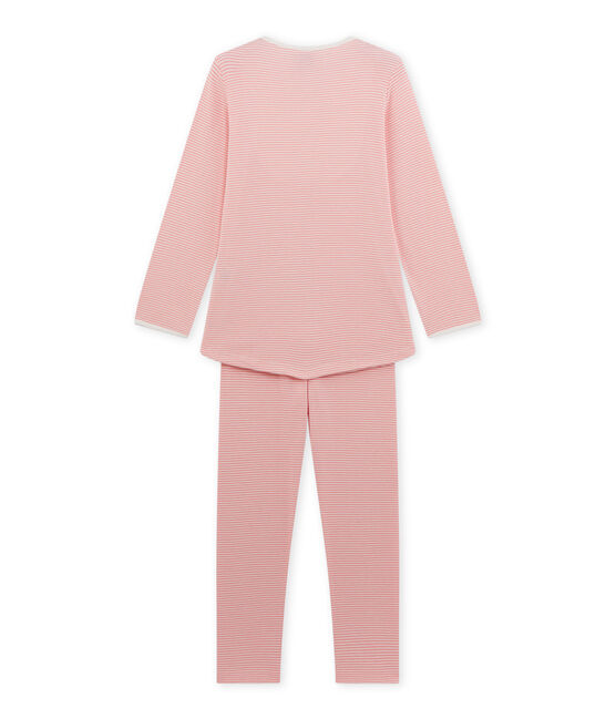 Pyjama fille en milleraies rose GRETEL/blanc LAIT