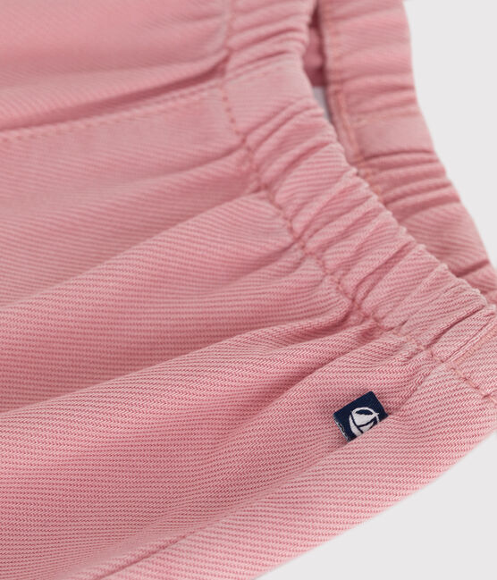 Pantalon bébé en coton souple uni rose CHARME