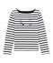 Marinière enfant fille en jersey blanc MARSHMALLOW/bleu SMOKING
