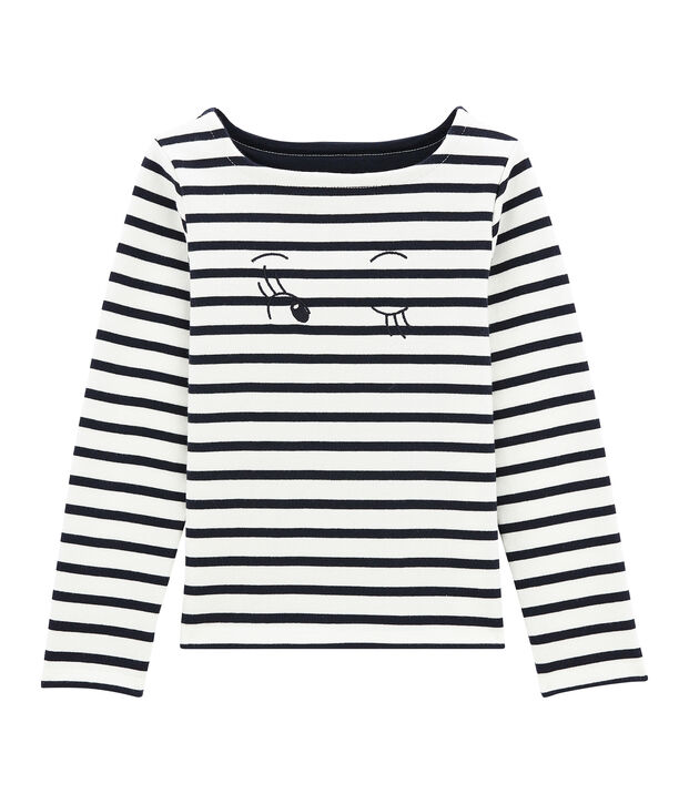 Marini&egrave;re enfant fille en jersey blanc/bleu