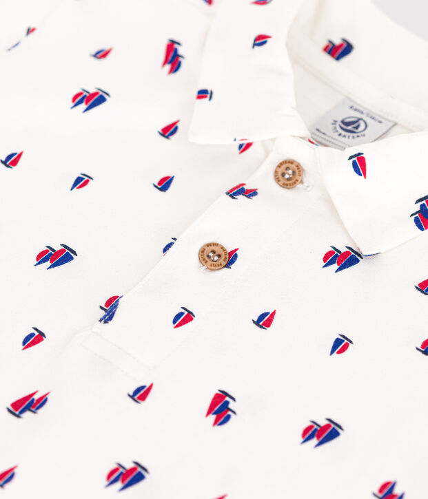 Polo manches courtes en coton enfant gar&ccedil;on blanc/multicouleur