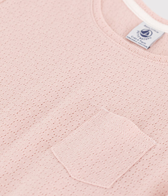 Chemise de nuit unie en coton ajouré petite fille rose SALINE