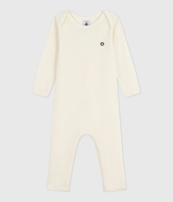 Body jambes longues bébé en laine et coton ECRU 08163