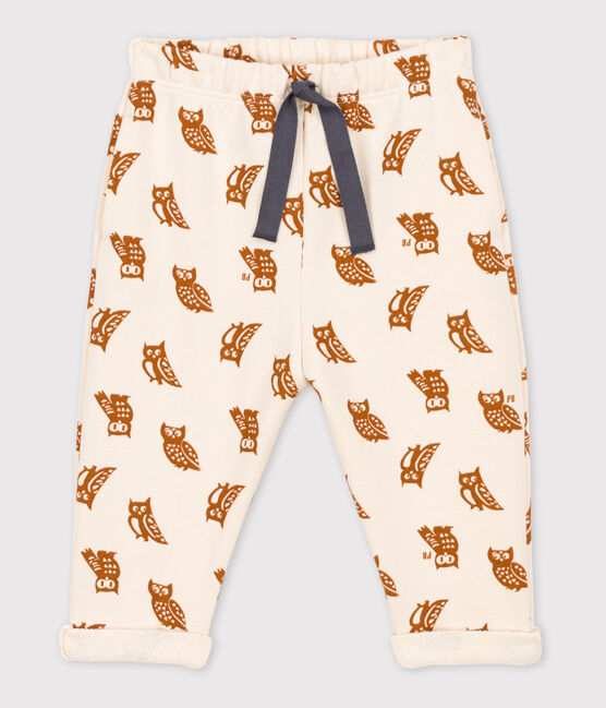 Pantalon bébé imprimé hiboux en molleton blanc AVALANCHE/ ECUREUIL