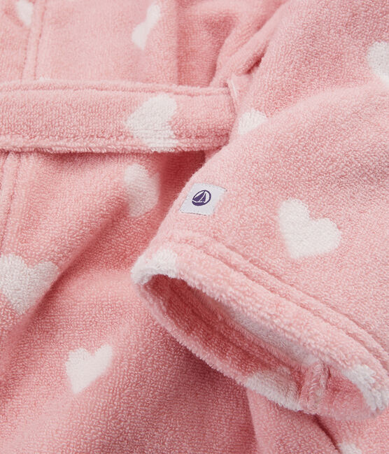 Peignoir cœur petite fille en éponge rose CHARME/blanc MARSHMALLOW
