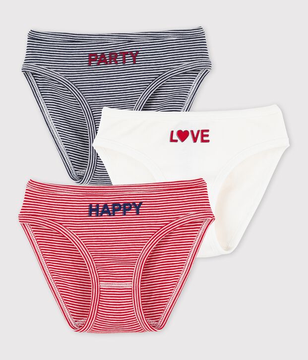 Lot de 3 culottes &agrave; rayures petite fille multicouleur