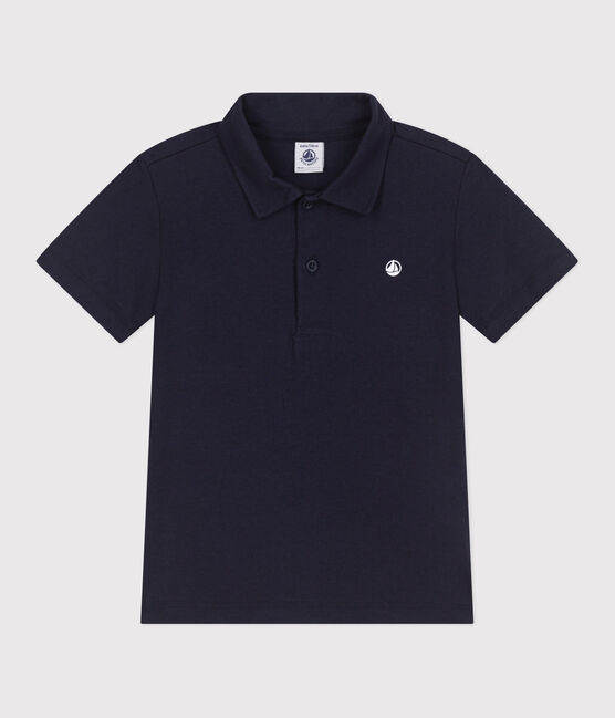 Polo enfant en coton à manches courtes uni bleu SMOKING