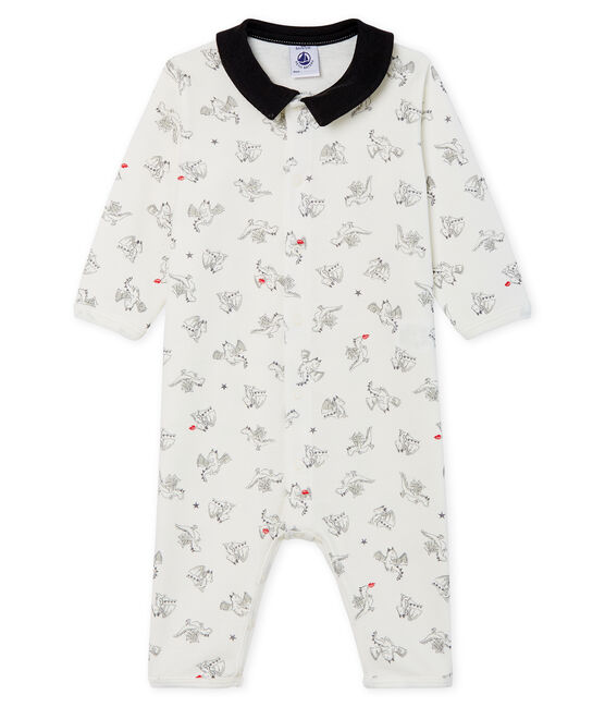 Dors bien sans pieds bébé garçon en côte blanc MARSHMALLOW/ MULTICO CN