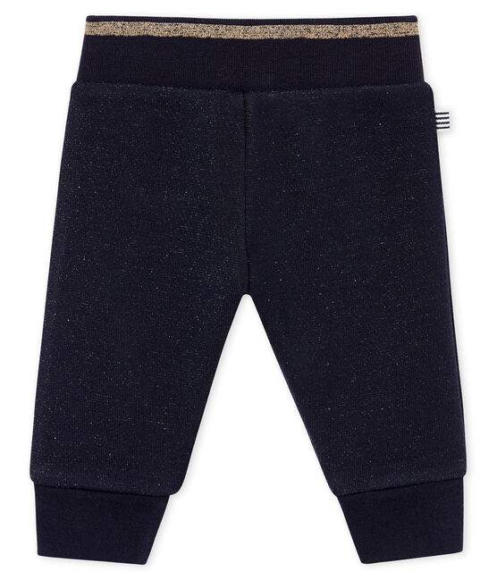 Pantalon molleton brillant bébé fille bleu SMOKING/jaune DORE