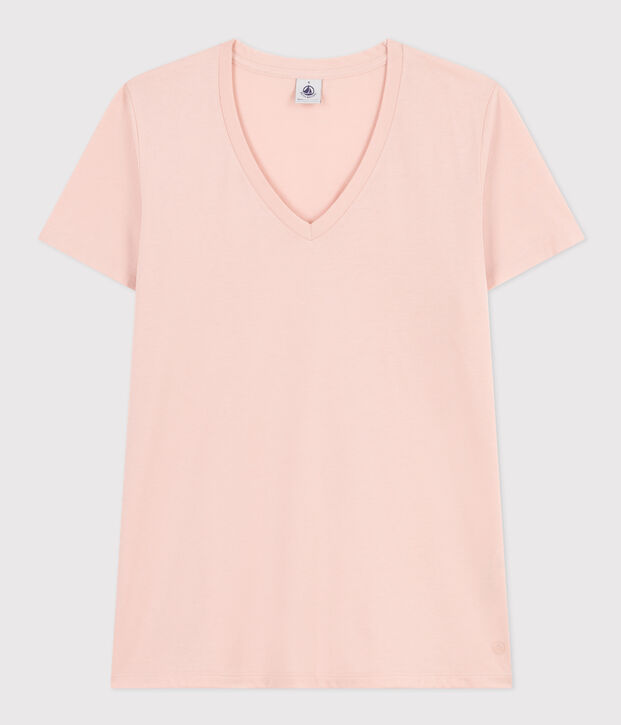 Tee-shirt LE DROIT col V en coton Femme rose