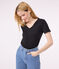 Tee-shirt l'Iconique manches courtes en côte unie femme noir BLACK