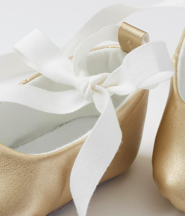 Chaussons ballerines b&eacute;b&eacute; fille marron