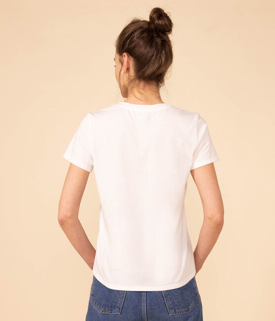 Tee-shirt LE DROIT col rond en coton Femme blanc ECUME