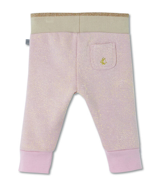 Pantalon molleton brillant bébé fille rose JOLI/jaune DORE