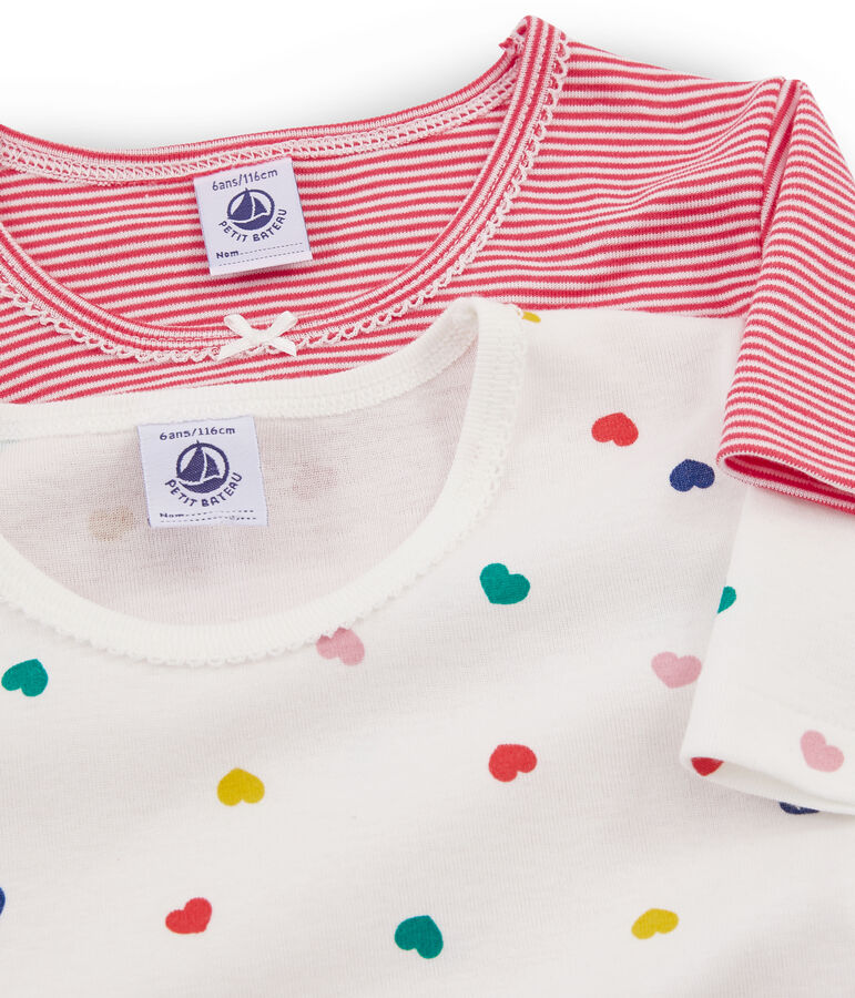 Duo de tee-shirts manches courtes petite fille multicouleur
