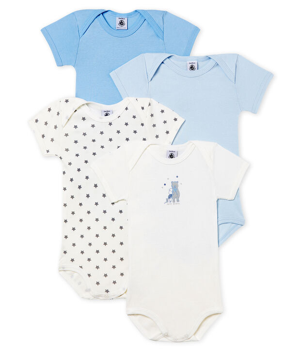 Lot de 4 bodies manches courtes b&eacute;b&eacute; gar&ccedil;on multicouleur
