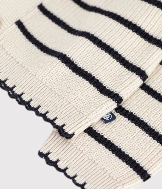 Cardigan b&eacute;b&eacute; en coton &agrave; rayures &eacute;cru/bleu