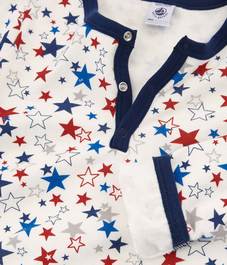 Pyjama petit gar&ccedil;on en tubique blanc MARSHMALLOW/blanc MULTICO