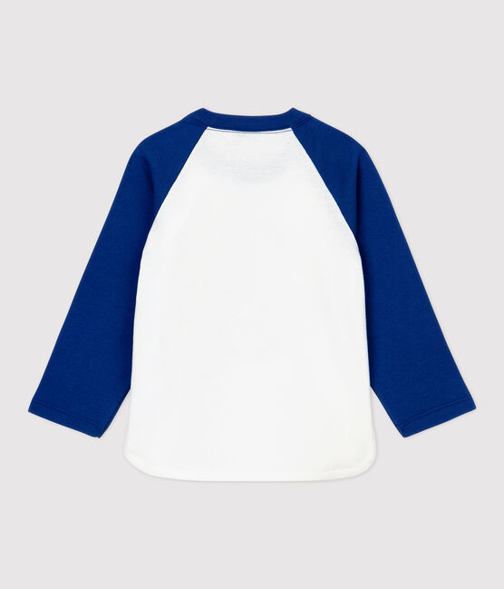 Tee-shirt en coton bébé. blanc MARSHMALLOW/bleu MAJOR