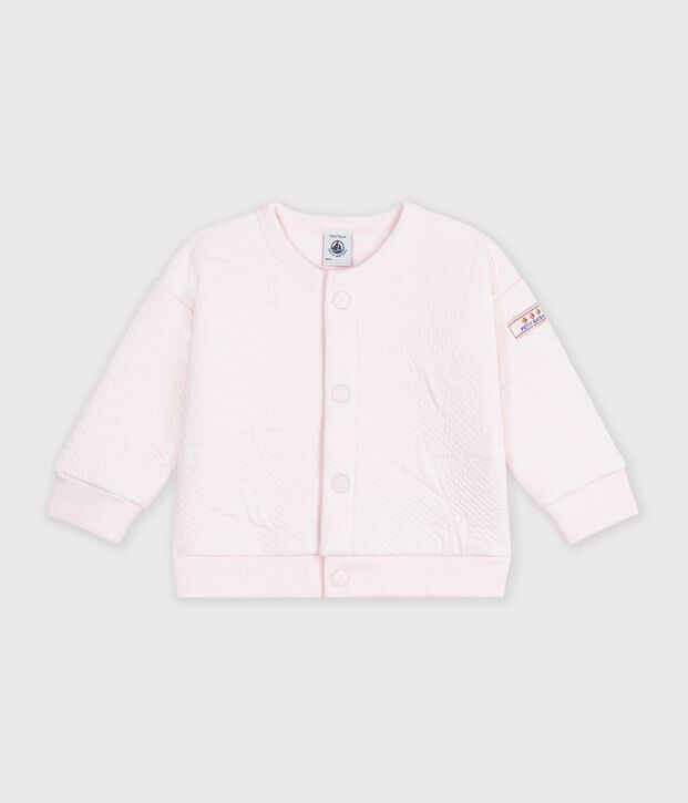 Cardigan b&eacute;b&eacute; en coton &eacute;pais motifs &eacute;toiles rose clair