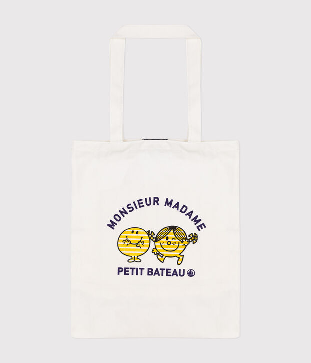 Tote bag Monsieur Madame en coton blanc