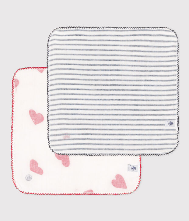 LOT DE 2 MOUCHOIRS B&Eacute;B&Eacute; EN GAZE DE COTON multicouleur