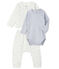 Ensemble 3 pièces bébé mixte en tubique blanc MARSHMALLOW/bleu TOUDOU/ MULTICO