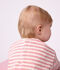 Tee-shirt b&eacute;b&eacute; en coton manches longues &agrave; rayures rose/&eacute;cru