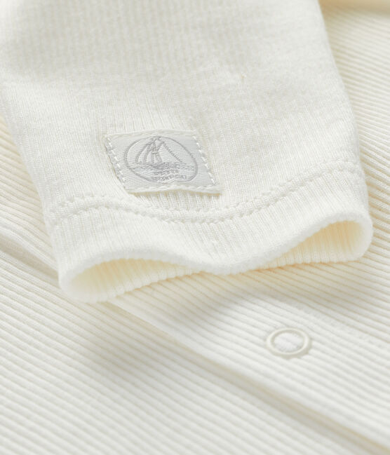 Cardigan bébé en côte 2x2 blanc MARSHMALLOW