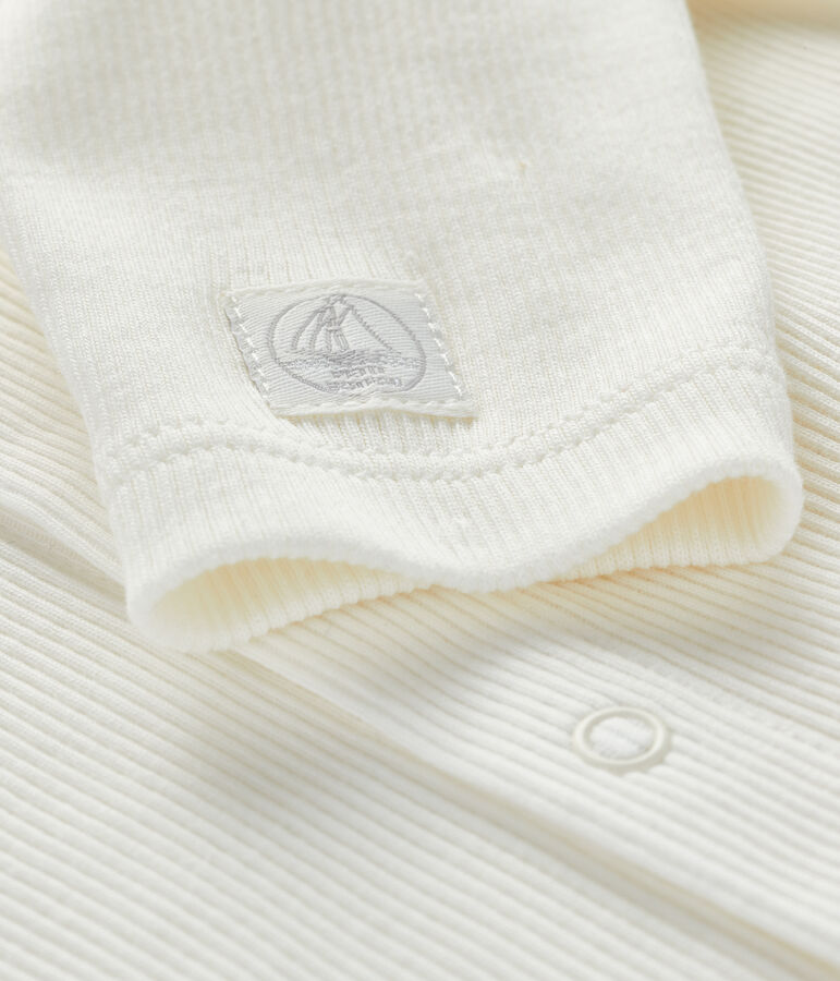 Cardigan b&eacute;b&eacute; en c&ocirc;te 2x2 blanc