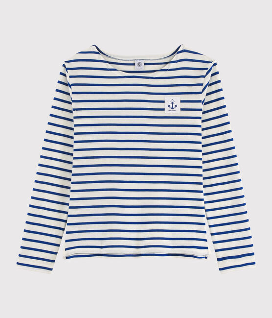 Marinière légère "Cœur" Femme blanc MARSHMALLOW/bleu SURF