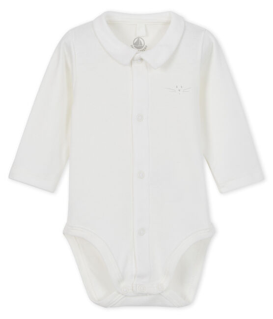 Body à col manches longues bébé garçon blanc MARSHMALLOW