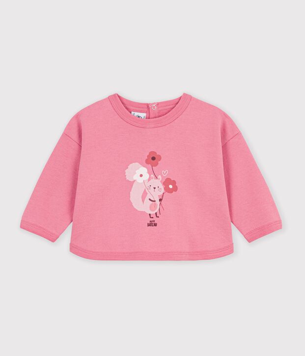Sweatshirt b&eacute;b&eacute; en coton imprim&eacute; animalier rose