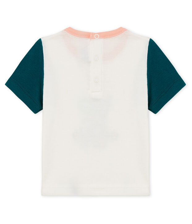 Tee-shirt manches courtes &agrave; motif b&eacute;b&eacute; gar&ccedil;on blanc/vert