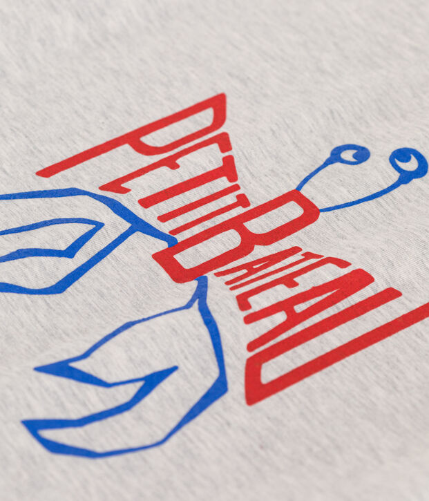 Teeshirt enfant en coton manches courtes imprim&eacute; gris chin&eacute; clair