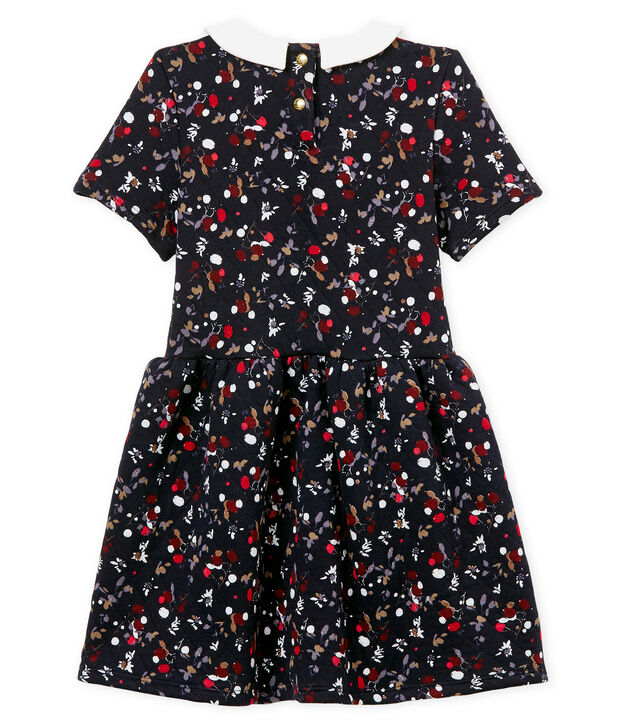 Robe enfant fille manches courtes bleu/multicouleur