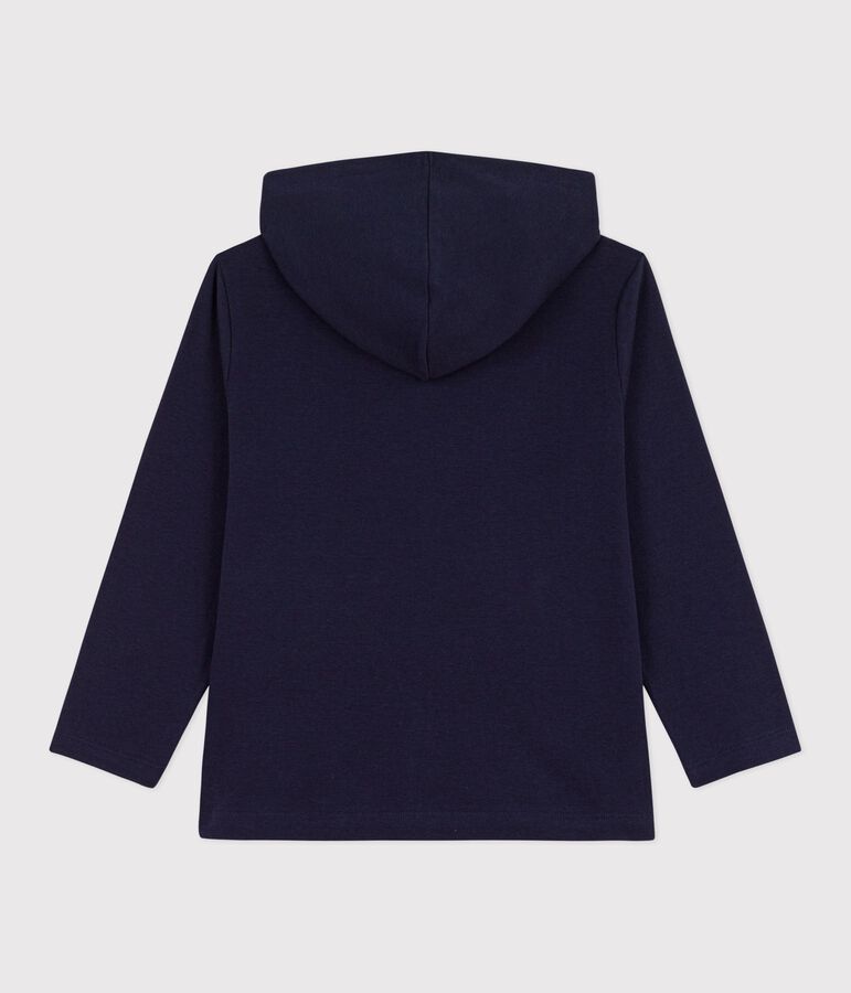 Sweatshirt &agrave; capuche zipp&eacute; enfant en coton bleu SMOKING