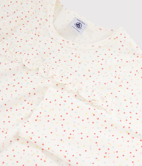 Pyjama pois multico petite fille en coton biologique blanc MARSHMALLOW/blanc MULTICO
